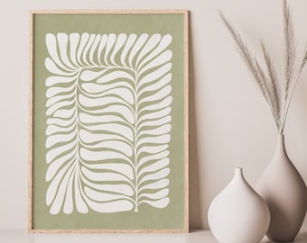 Abstract Botanical Sage Green Decor, Printable Large Abstract Print, Organic Minimalist Botanical Poster, Sage Green Wall Art, 1022