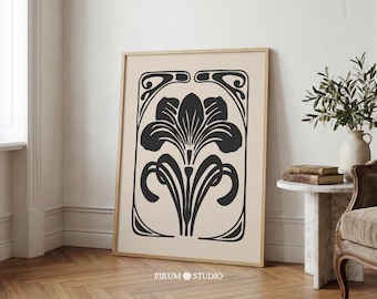 Art Nouveau Iris Print, Vintage Botanical Wall Art, Elegant Floral Downloadable Decor | 1646