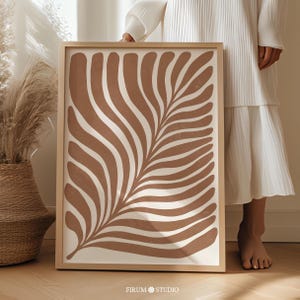 Biologischer, minimalistischer, neutraler botanischer Druck zum Herunterladen, Gebrannte Orange, Botanische Kunst, Terrakotta Boho-Dekor, Erdtöne Druck | 1003