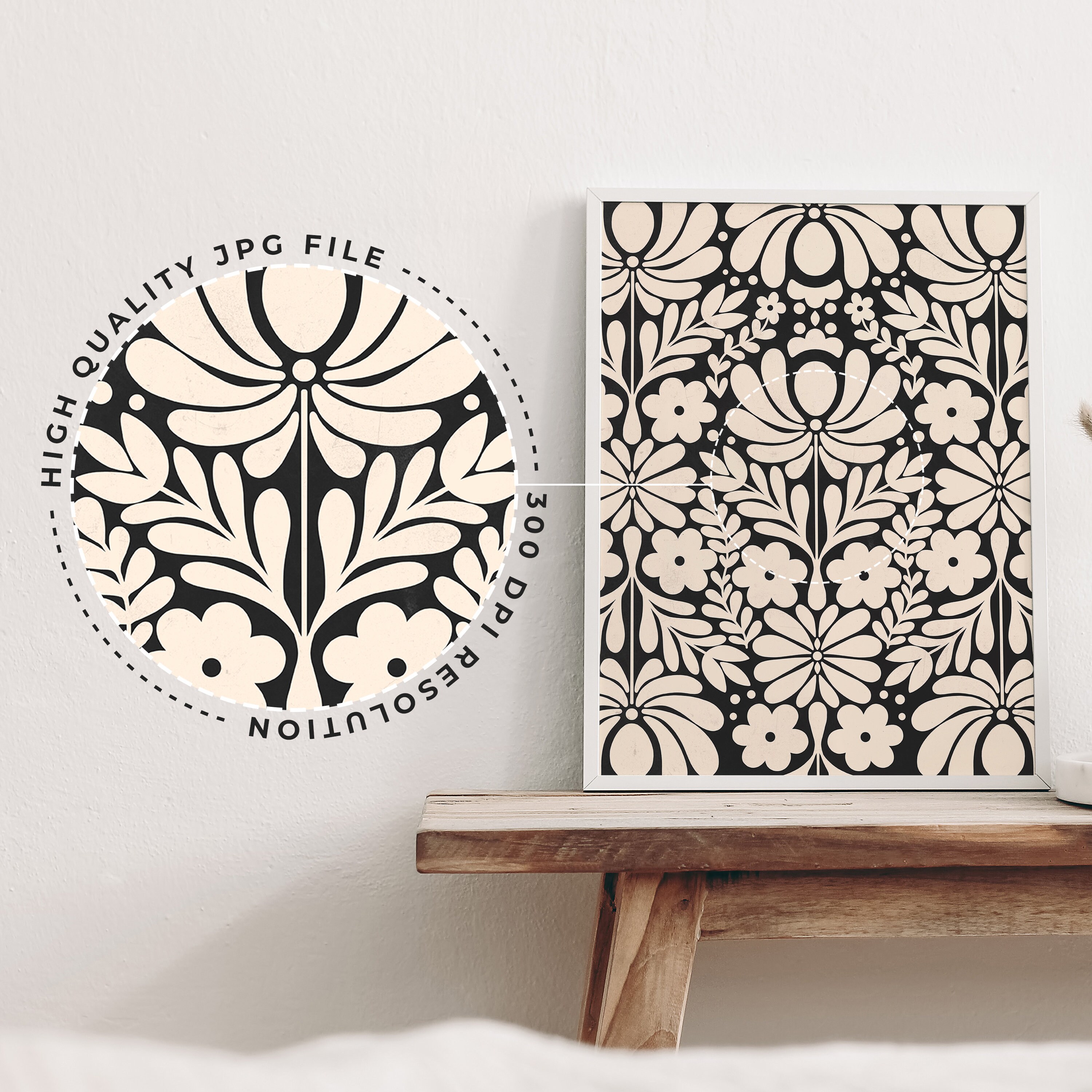 Norwegian Folk Art Beige Black Wall Art Digital Download Etsy
