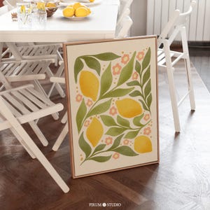 Mediterranean Kitchen Printable Wall Art, Lemons Art Print, Italian Aesthetic Fruits Poster, Summer Citrus Wall Decor | 0823