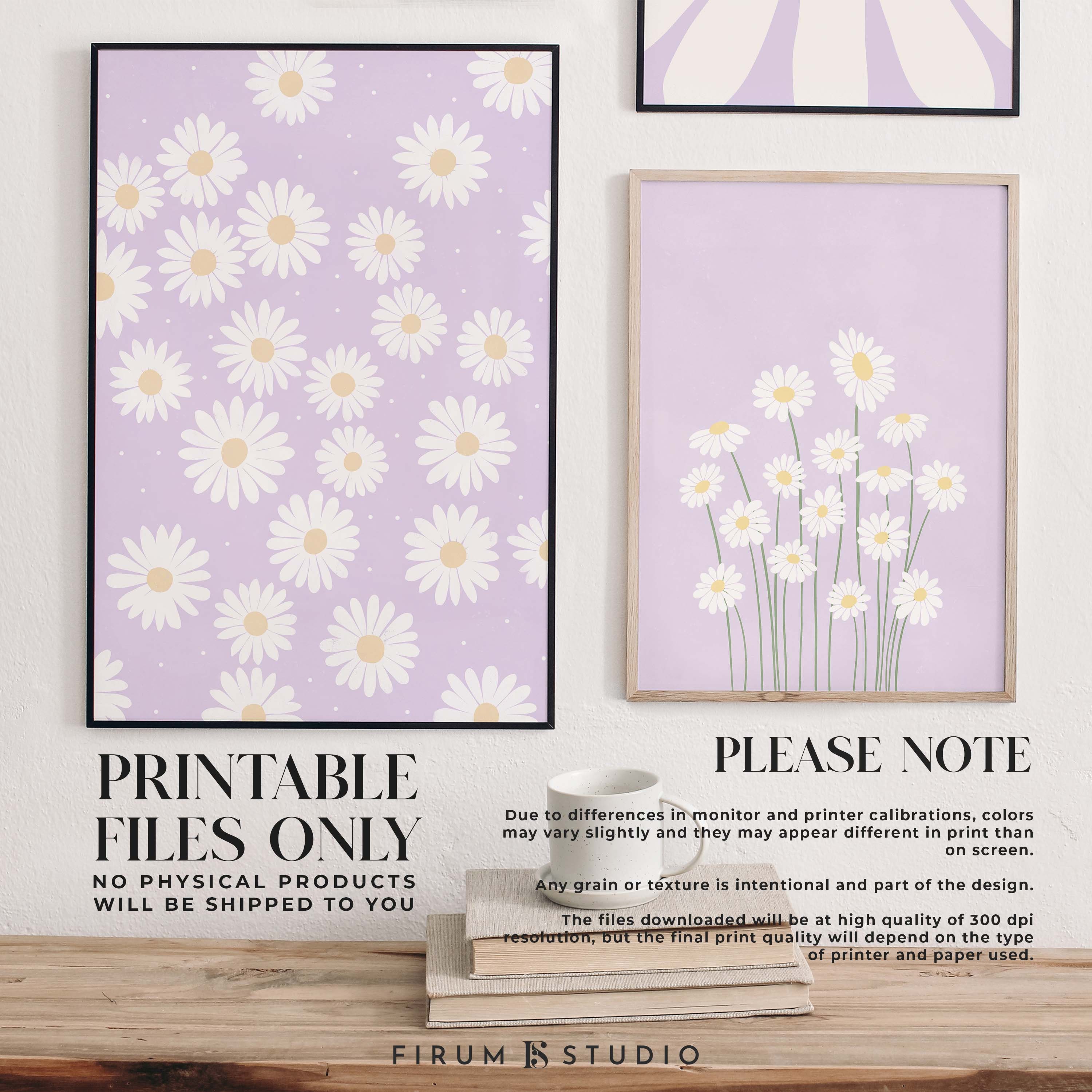 Purple Daisy Nursery Print Set Boho Modern Daisy Decor -  in 2023