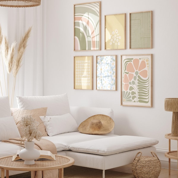 Pastel Boho Floral Wall Art Print Set – Bohemian Gallery, Dopamine Decor, Digital Download | 2002