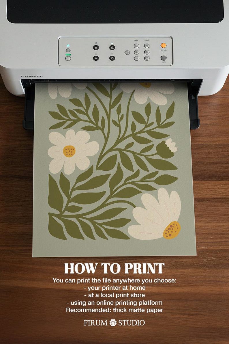 Sage green daisies printable wall art featuring soft floral elements in a muted green palette. This digital artwork blends modern botanical aesthetics with minimalist decor, perfect for living rooms, bedrooms, and stylish apartments. Available as a high-resolution digital download for instant printing