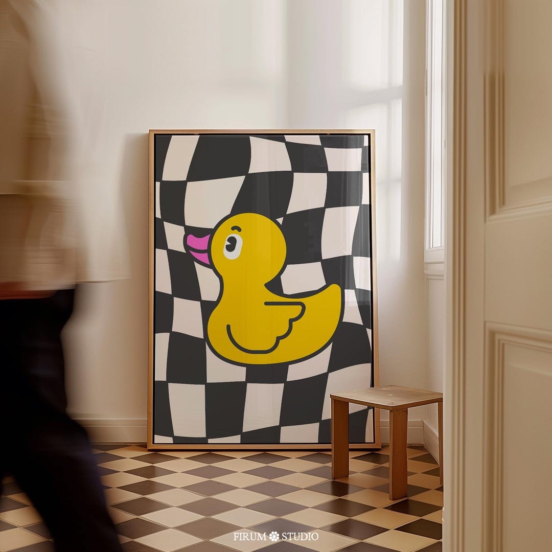 Rubber Duck Printable Wall Art – Yellow Y2K Funky Bathroom Design ...