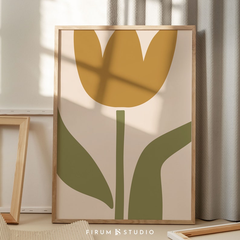 Tulip Wall Art, Abstract Floral, Digital Print, Boho Color Wall Art ...