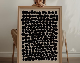 Art mural imprimable abstrait moderne de mauvaise humeur, décoration d'appartement moderne Mid-Century, grand imprimé abstrait neutre, décoration murale esthétique sombre | 1149