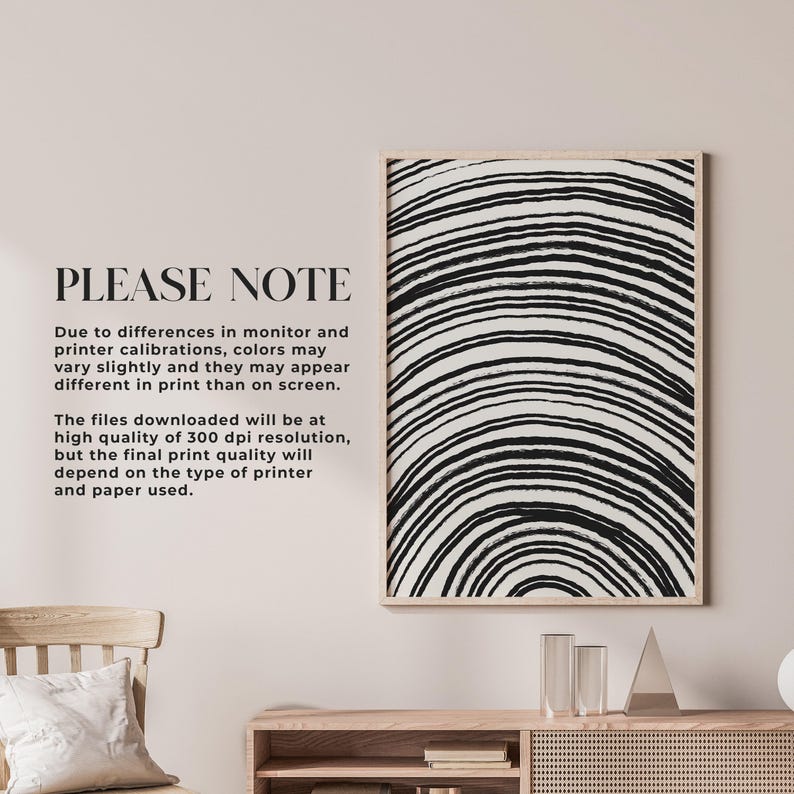Abstract Brush Stroke Line Art Print, Black and White Modern Decor ...