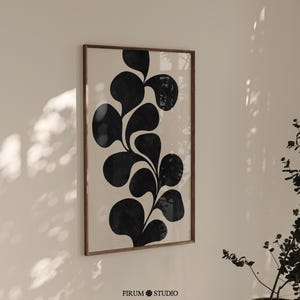 Abstrato Botânico Bege Preto Arte de Parede Imprimível, Pôster Botânico, Minimalista Orgânico, Impressões Arte de Parede, Decoração de Parede de Apartamento | 1238