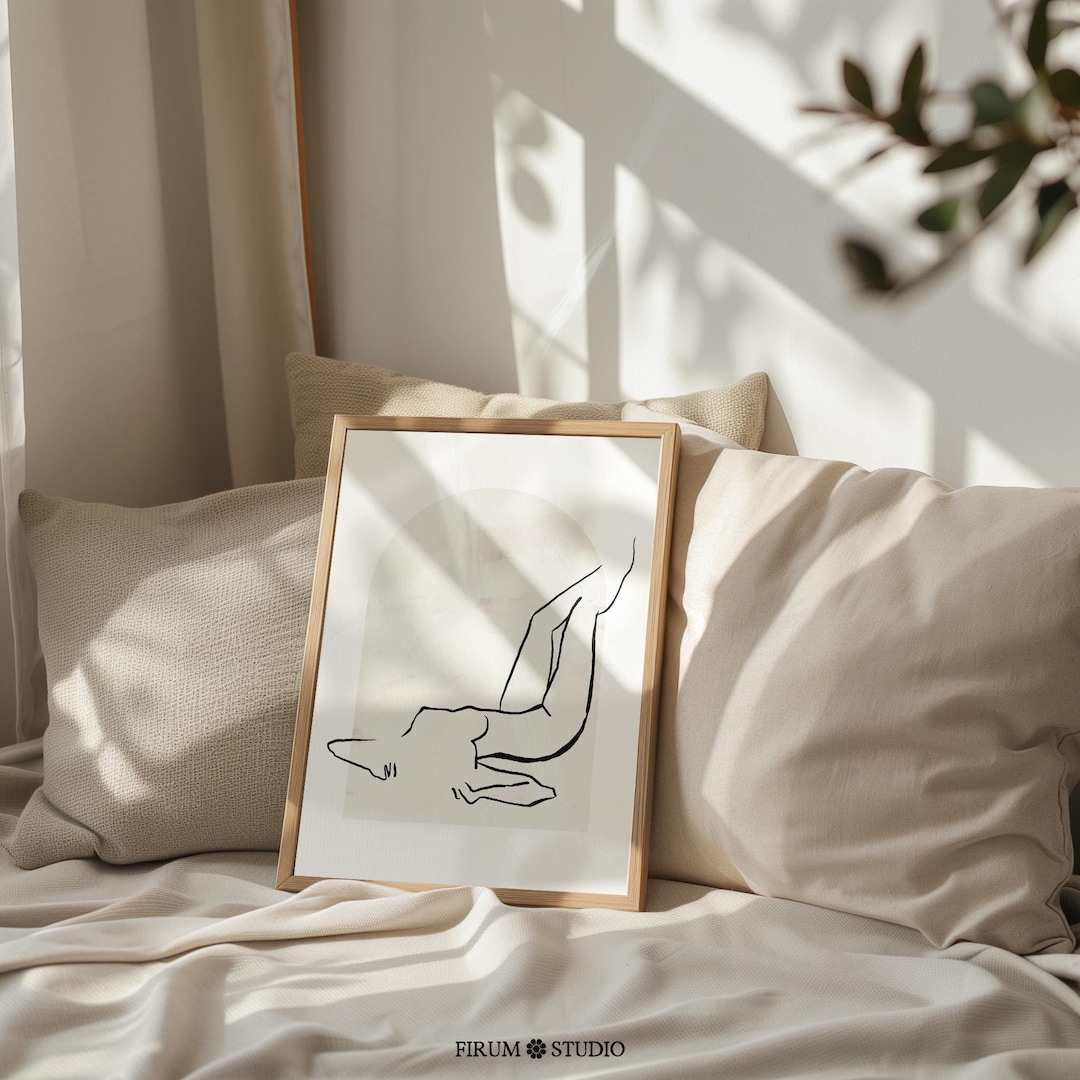 Minimalist Lines Woman Body Downloadable Print, Neutral Modern