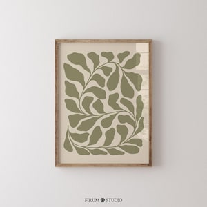 This Abstract Botanical Leaves Printable Art features a calming blend of sage green and beige tones, evoking the natural beauty of Mediterranean landscapes. The organic, flowing shapes and minimalist design make it an ideal addition to modern boho or Japandi-inspired decor. Perfect for your living room, bedroom, or any space in need of a nature-inspired, serene atmosphere.