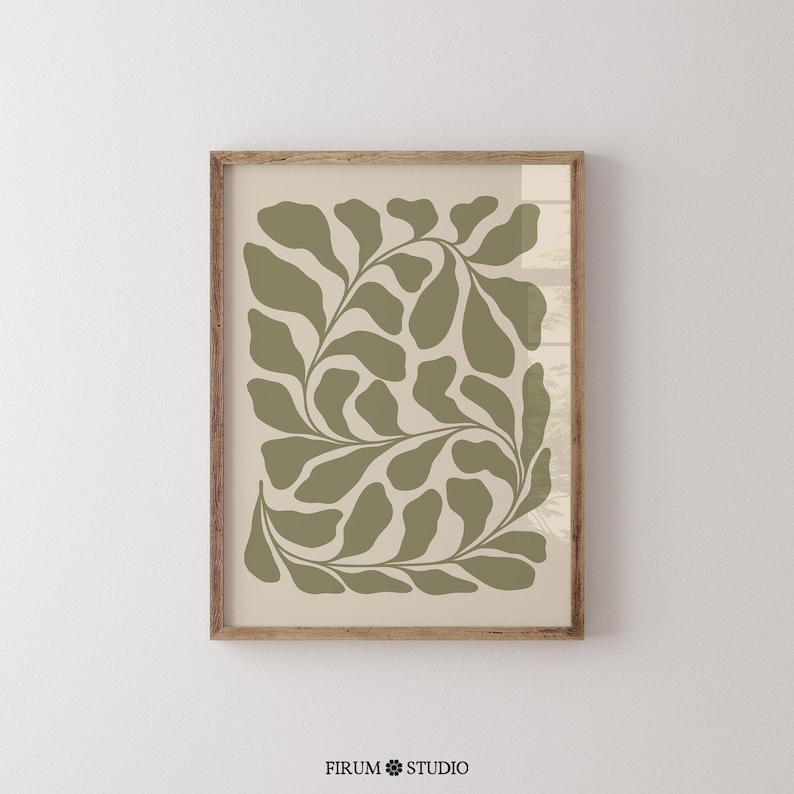 This Abstract Botanical Leaves Printable Art features a calming blend of sage green and beige tones, evoking the natural beauty of Mediterranean landscapes. The organic, flowing shapes and minimalist design make it an ideal addition to modern boho or Japandi-inspired decor. Perfect for your living room, bedroom, or any space in need of a nature-inspired, serene atmosphere.
