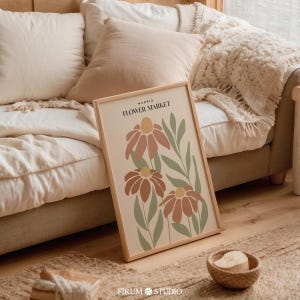 Madrid Flower Market Downloadable Earth Tones Print, Boho Botanical Printable Art, Warm Aesthetic Wall Art, Floral Living Room Decor | 1138