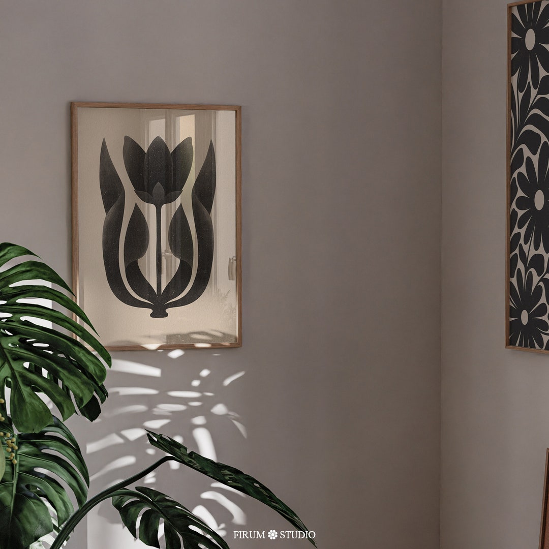 Modern Tulip Downloadable Art Print, Moody Abstract Floral Wall Art ...