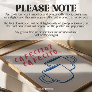 Modern Spanish-inspired coffee wall art featuring a stylish cafecito design. This printable artwork blends minimalist coffee shop aesthetics with warm neutral tones, perfect for coffee bars, kitchens, and cozy breakfast nooks. Available as a high-resolution digital download for instant printing