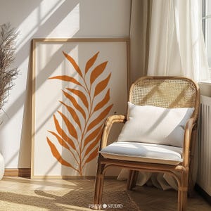Gebrannte Orangenblätter herunterladbarer Kunstdruck, Boho Minimalistische Kunst, Erdfarben Wandkunst, Warme Ästhetische Raum Deko, Botanisches Poster | 1156