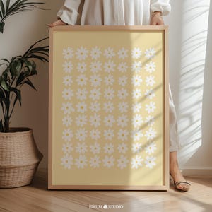 Pastel Yellow Daises Downloadable Art, Cute Floral Art Print, Trendy Boho Daisies Poster, Colourful Apartment Decor, Digital Print | 1096