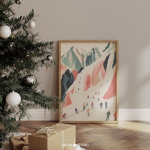 Skiing druckbare Kunst - minimalistische Winter Dekoration für Bergliebhaber | Winter Sport Poster & Eclectic Berghütte Dekor | 1548
