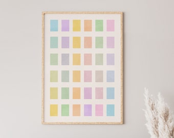 Bauhaus Poster, Danish Pastel Decor, Geometric Wall Art, Downloadable Print, Colorful Wall Art, Mid Century Modern, Pastel Room Decor