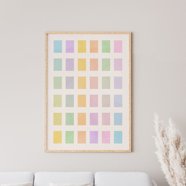 Bauhaus Poster, Danish Pastel Decor, Geometric Wall Art, Downloadable Print, Colorful Wall Art, Mid Century Modern, Pastel Room Decor