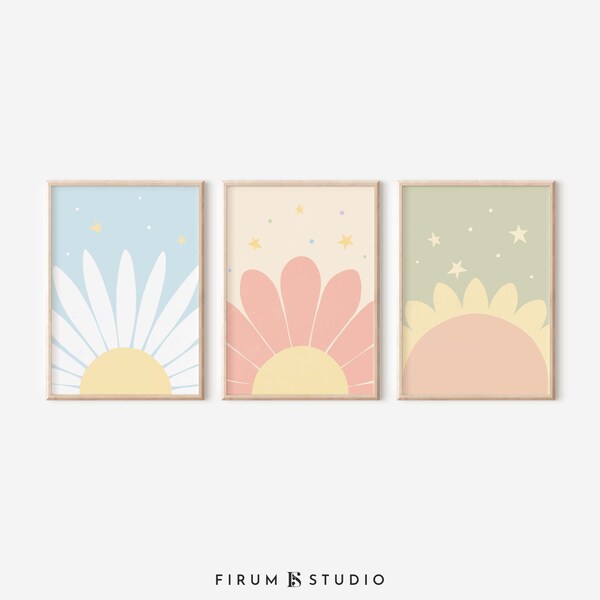 Pastel Print Set, Boho Printable Art, Pastel Nursery Decor, Digital Prints, Danish Pastel Decor, Floral Illustration, Flower Printable, 2085