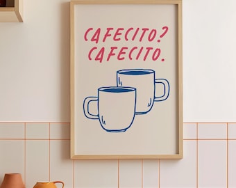 Cafecito Printable Art Print, Coffee Corner Art, Coffee Bar Decor, Modern Spanish Kitchen Wall Art, Coffee Lover Art Print | 0637