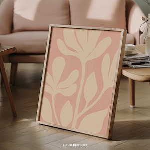 Blush rosa Floral druckbare Wandkunst, dänische Pastell botanisches Plakat, Boho Kunstdruck für Wohnheim Raumdekor, abstrakte Blumenkunst | 1647
