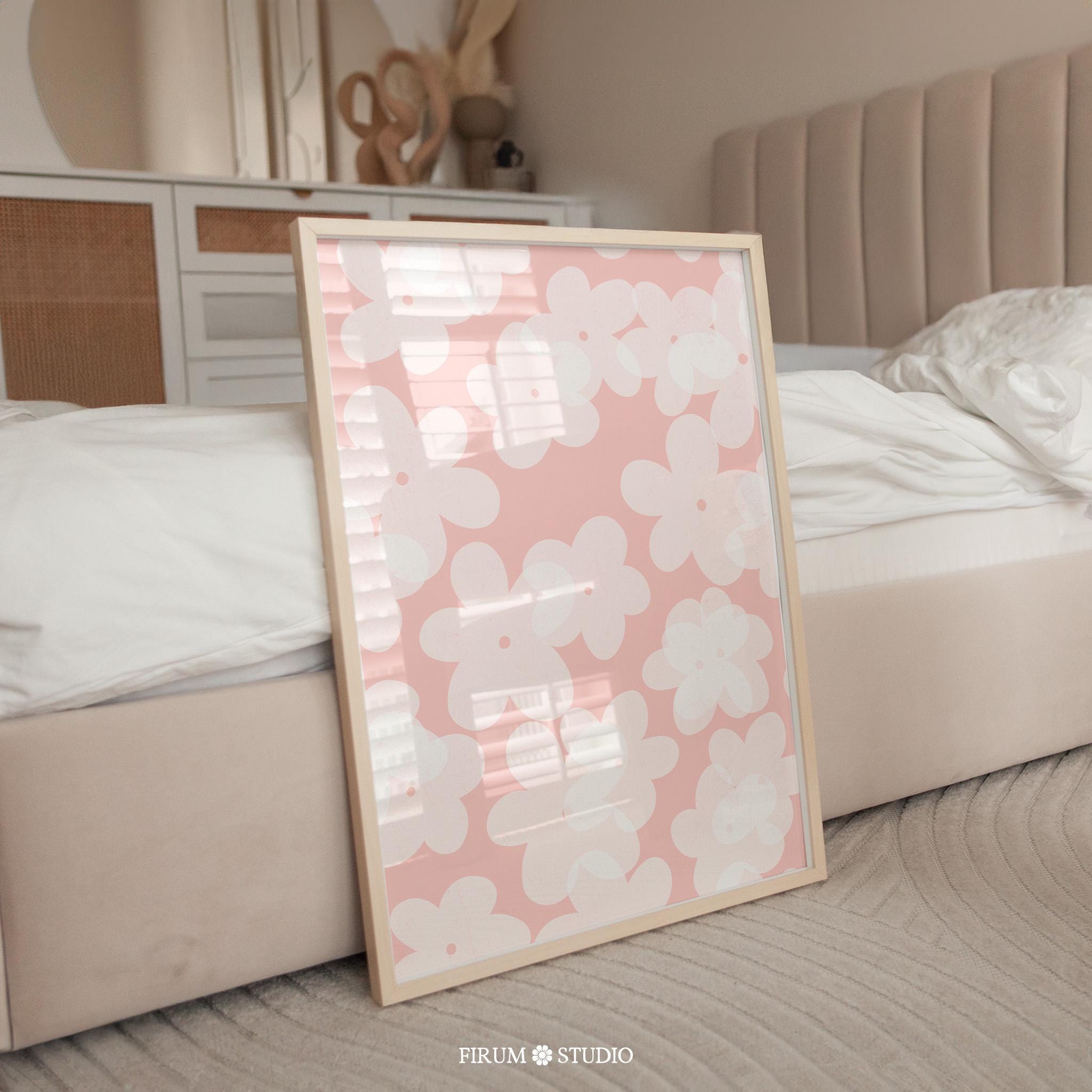 Blush Pink Daisy Print – Danish Pastel Floral Wall Art, Digital