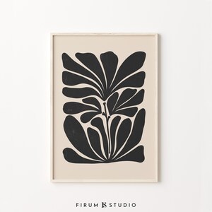 Beige and Black, Minimalist Poster, Abstract Botanical, Japandi Wall Art, Mid Century Modern, Printable Wall Art, Digital Print, Digital Download, Modern Room Decor, Contemporary Art, Boho Home Decor, Scandinavian Print, Neutral Wall Art