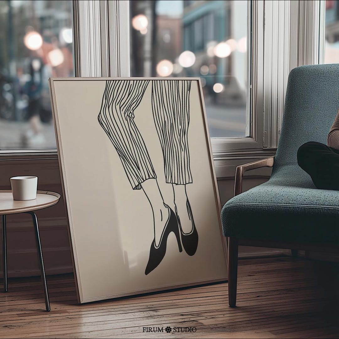 Fashion Illustration Printable Wall Art Black and Beige Chic Style