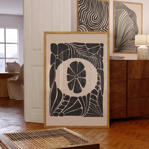 Impresión de pared imprimible con la letra O, impresión artística con letras mayúsculas, póster con apellido, impresión con la inicial del nombre de la familia para descargar, póster con monograma / 0755