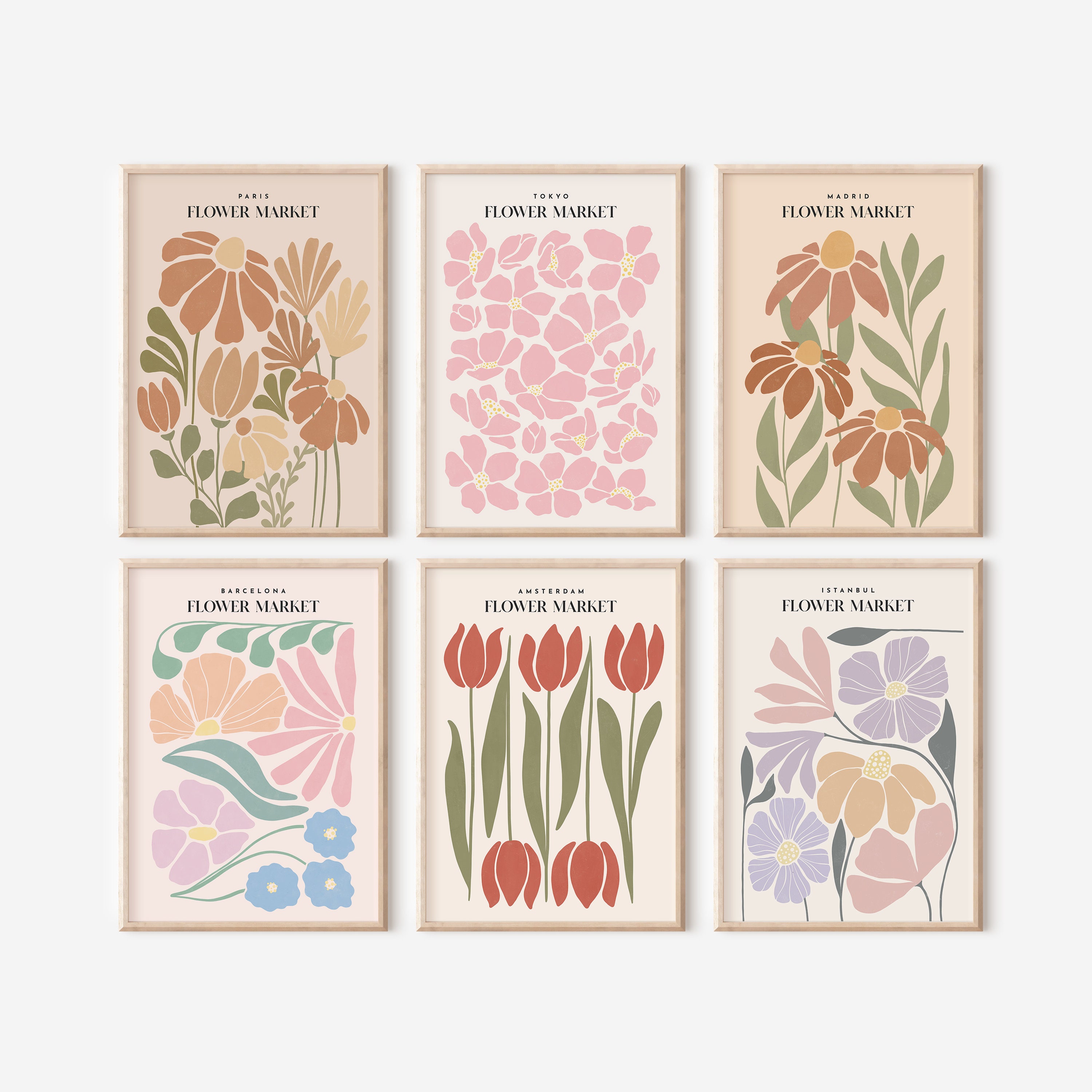 Prints Flower Market Print Poster Set Gallery Wall Set Digital Prints ...