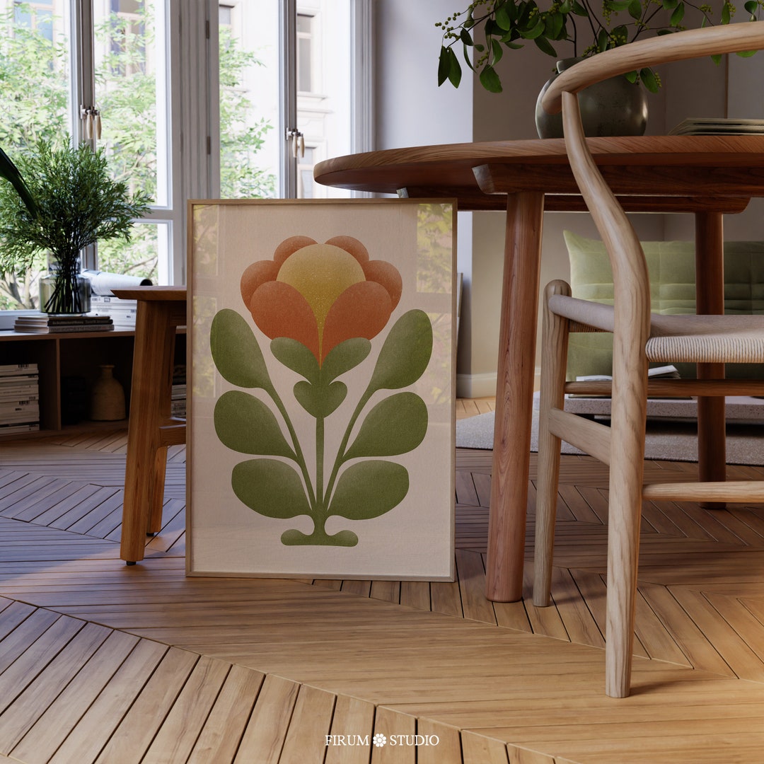 Abstract Floral Downloadable Art Print, Earth Tones Boho Dining Room