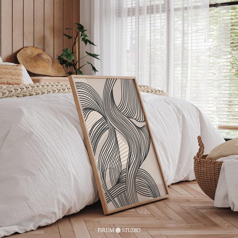 This Black Abstract Wave Art Print features bold, flowing lines that create an elegant and dynamic visual impact. The minimalist design, with its black and white color palette, perfectly fits modern and mid-century decor. Ideal for contemporary living rooms, bedrooms, or offices, this art piece brings sophistication and balance to any space. Instantly downloadable, it’s a stylish addition to any home, offering both modern charm and timeless appeal for those who appreciate minimalist aesthetics.