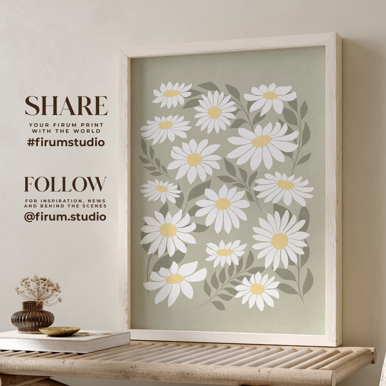 Sage Green Decor Printable Wall Art Daisy Wall Art Flowers Etsy