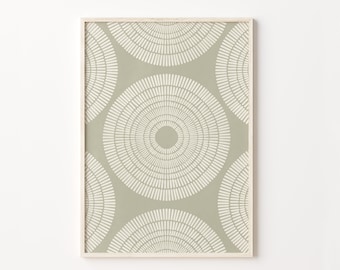 Sage Green Abstract, Line Art Print, Downloadable Art, Sage Green Wall Art, Circles Print, Minimalist Poster,Large Abstract Print, Printable