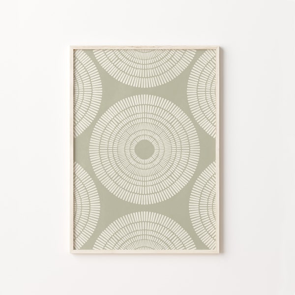 Sage Green Abstract, Line Art Print, Downloadable Art, Sage Green Wall Art, Circles Print, Minimalist Poster,Large Abstract Print, Printable