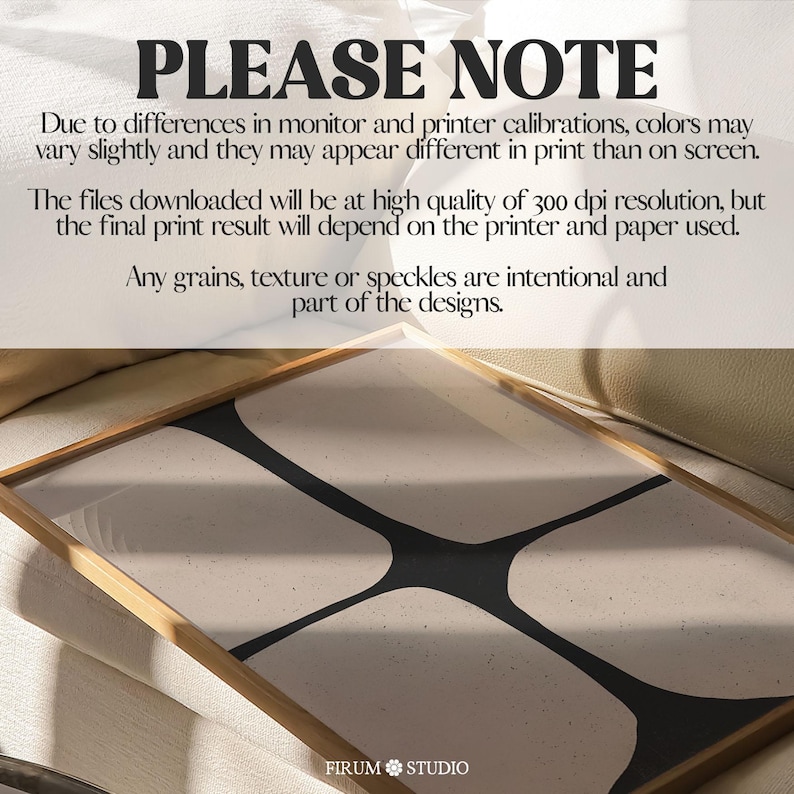 Organic Minimalist Beige and Black Printable Wall Art, modern abstract art. Mid-century modern neutral poster, digital download for home decor. Includes printing guide