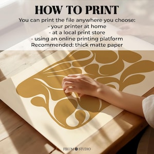 Abstract botanical art print in muted yellow ochre tones, perfect for modern home decor. This chic, downloadable art adds warmth to any space, ideal for those seeking minimalist and trendy wall decor