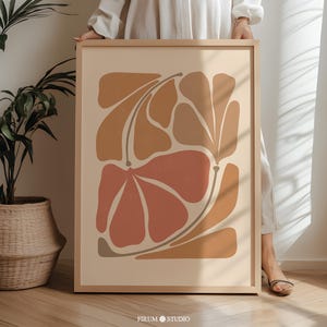 Burnt Orange Botanical Print - Abstract Boho Wall Art, Digital Download | 1162