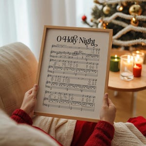 O Holy Night Vintage Christmas Carol downloadbare kunstprint, kerst afdrukbare muurkunst | 0916