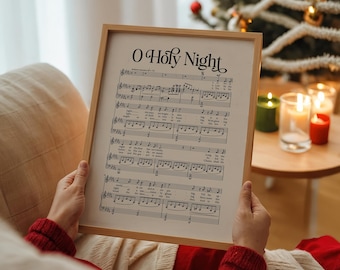 O Holy Night Vintage Christmas Carol Downloadable Art Print, Christmas Printable Wall Art | 0916