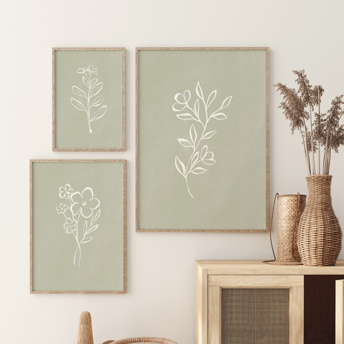 Sage Green Wall Art Minimal Botanical Printable Wall Art Etsy