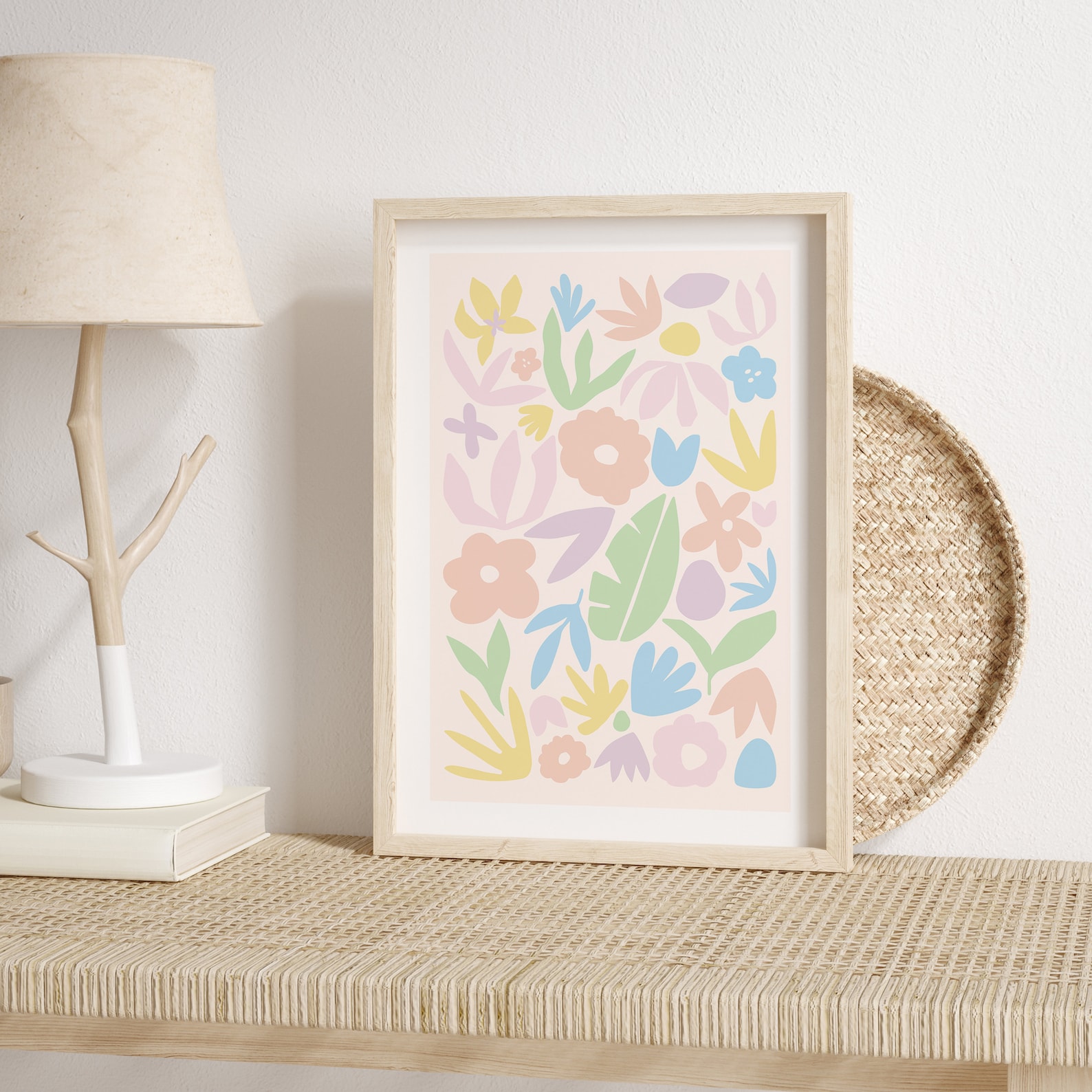 Danish Pastel Décor, Flower Art Print, Digital Download, Blush Pink