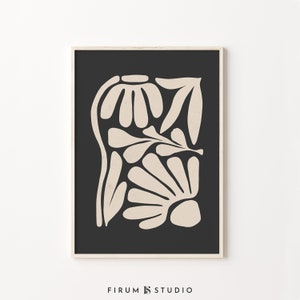 Moody Abstract Print, Mid Century Modern, Beige Black Wall Art, Abstract Botanical, Organic Shapes, Scandinavian Print, Modern Decor, 1277 image 8