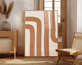Burnt Orange Stripes Abstract Print, Modern Boho Decor, Eclectic Apartment Art, Digital Download  | 1029