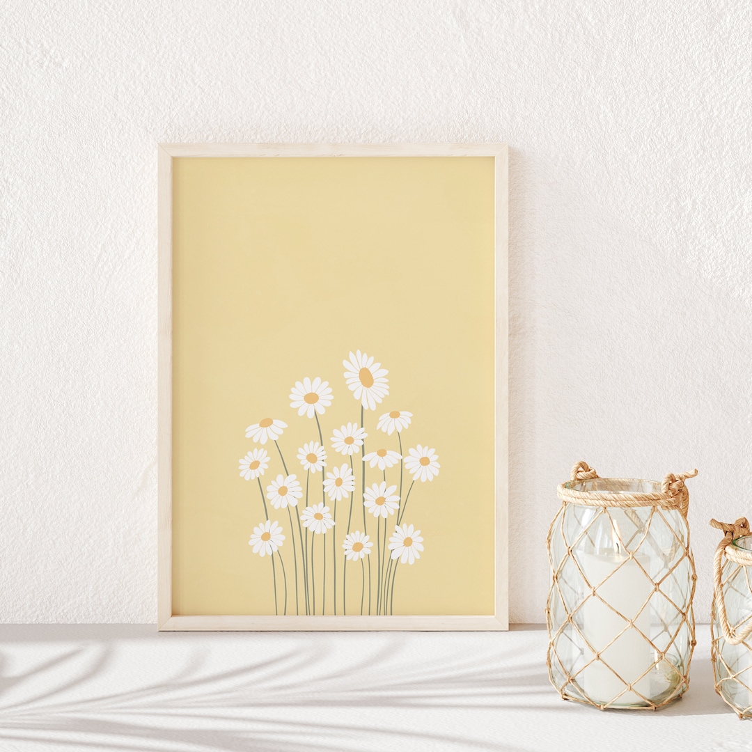 Daisies Wall Art, Downloadable Print, Daisy Printable, Yellow Wall Art