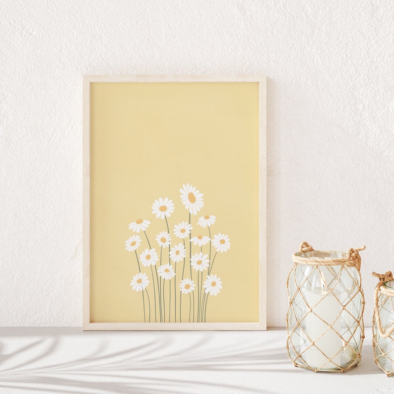 Daisies Wall Art Downloadable Print Daisy Printable Yellow Etsy