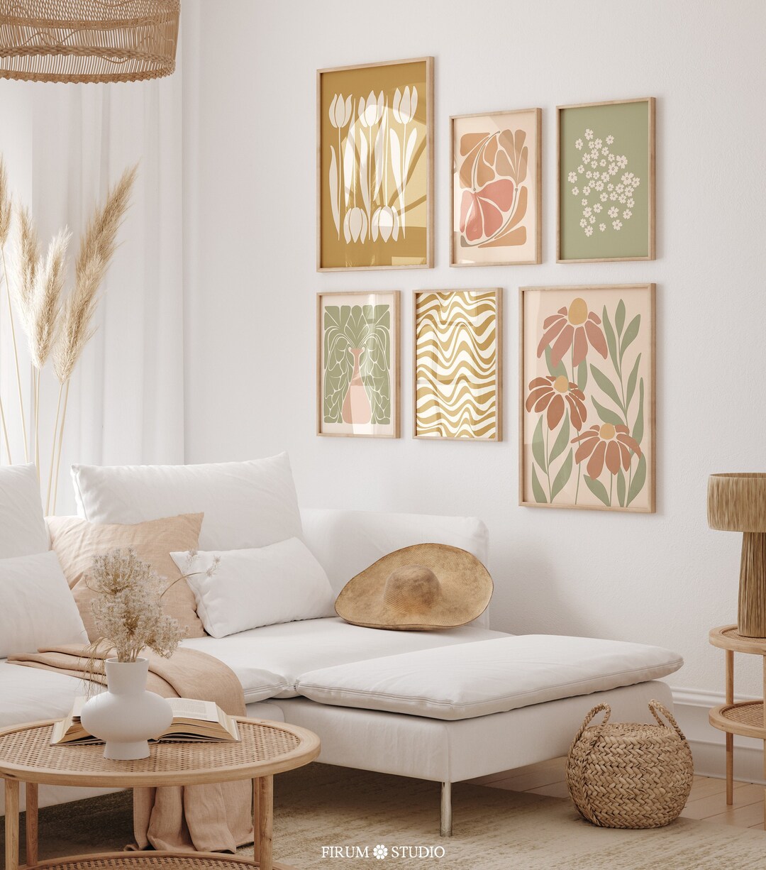 Set of 6 Abstract Botanical Earth Tone Printable Wall Gallery, Boho ...