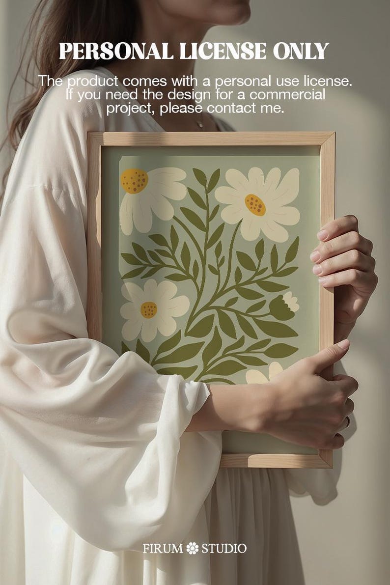 Sage green daisies printable wall art featuring soft floral elements in a muted green palette. This digital artwork blends modern botanical aesthetics with minimalist decor, perfect for living rooms, bedrooms, and stylish apartments. Available as a high-resolution digital download for instant printing